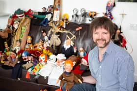 James Watson, with a rare puppet collection going up for auction at Halifax Mill Auctioneers