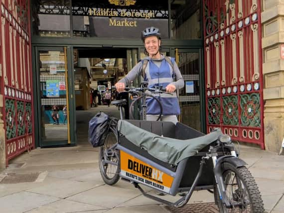 Cargodale on the move. Photo taken outside Halifax Borough Market. Picture: Calderdale Council