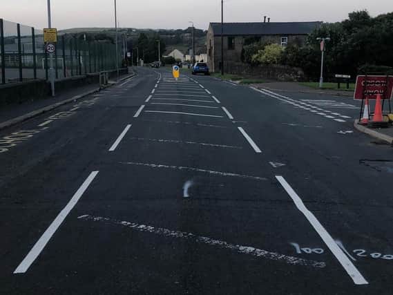 The new markings at Clough Lane, Mixenden, which is to be subject to roadworks
