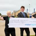 Miller Homes Yorkshire Community Fund 2021 recipients Calderdale Lighthouse. Pictured L-R Diane Barker, Chris Carlin of Miller Homes, Emma Poyser-Buxton.
