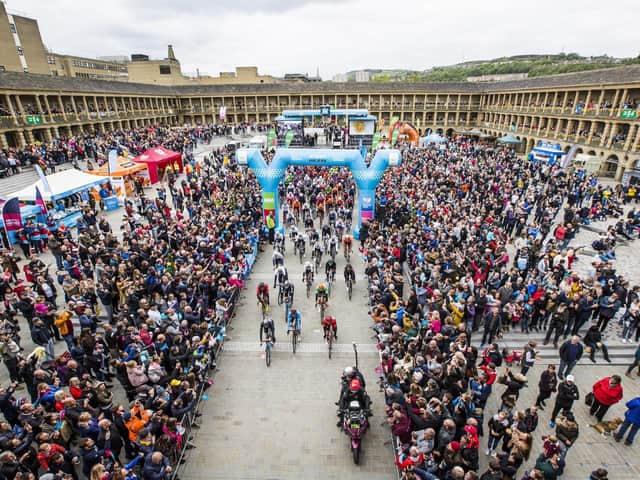 Stage four of the Tour de Yorkshire departs from the Piece Hall, Halifax, in 2019