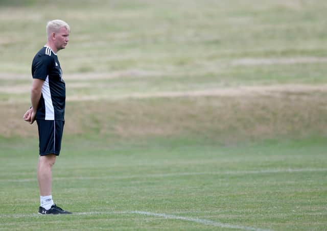 Halifax Town  manager Pete Wild  at pre season training in Leeds.