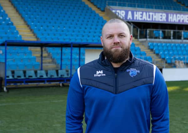 Coach Simon Grix at the launch of newly named Halifax Panthers, formerly Fax RLFC at the Shay, Halifax