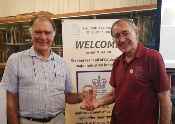 Tim Kirker has handed over the chair of Calderdale Industrial Museum Association to Bernard Wadsworth.