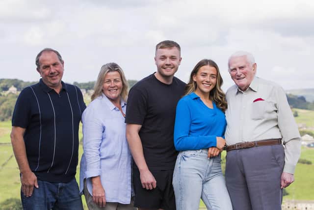 Niamh Sedgwick, who recovered from childhood cancer. From the left, dad Ian Sedgwick, mum Marie Sedgwick, boyfriend Daniel Fox, Niamh Sedgwick and grandad Godfrey Hone.
