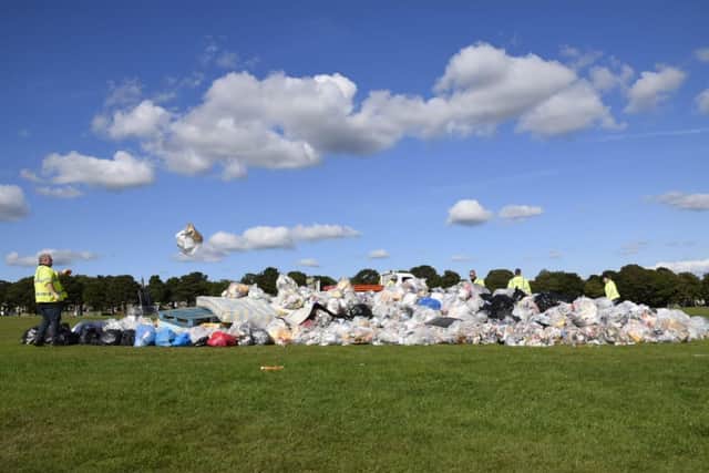 The rubbish on Savile Park Moor gathered as part of a plea to help tidy up the borough.