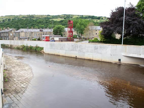 Calderdale flood defences, opposite Longfellow Court, Mytholmroyd
