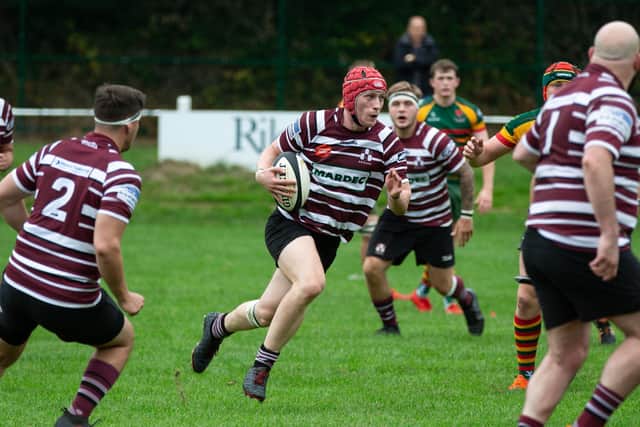 Actions from Old Rishworthians v Selby at Copley. Pictured is Callum Bell