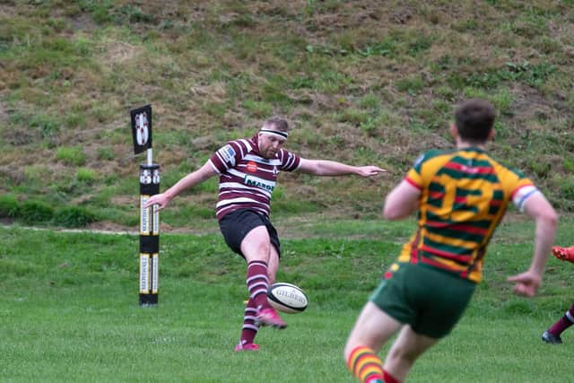 Actions from Old Rishworthians v Selby at Copley. Pictured is Josh Kelly