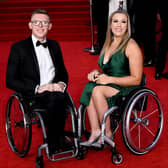Hannah Cockroft and her partner Nathan Maguire at the world premiere of the new James Bond film (Getty Images)