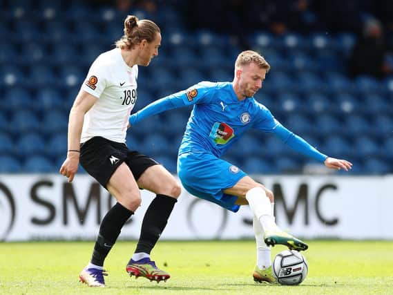 Elliot Newby in action for Stockport. Photo: Getty Images