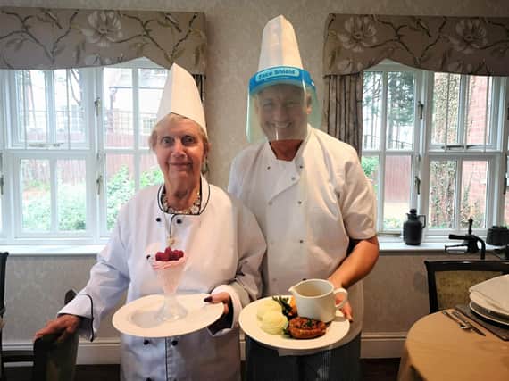 Resident Nora Gilliver and Chef Wayne Woolman made bangers and mash and raspberry fool to celebrate British Food Fortnight