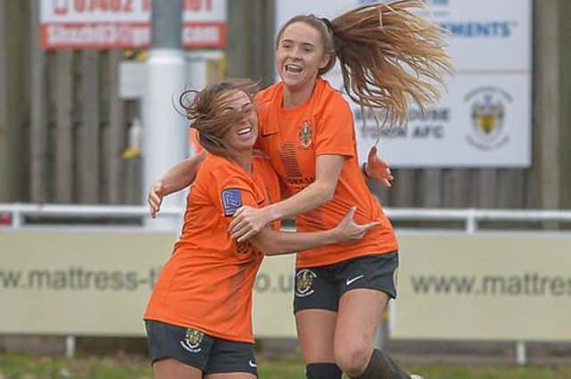 Leah Embley and Ellie White celebrate. Pic: Ray Spencer
