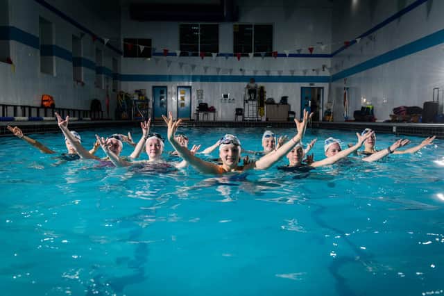 Head Coach Charlotte Hughes teaches Halifax Synchronised Swimming Club at a temporary pool in Rishworth, (Picture SWNS)