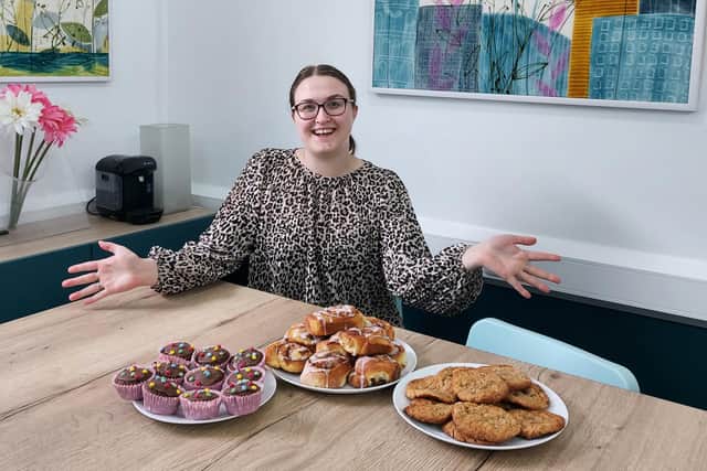 Faith’s Abigail Henderson with the 30 items she baked