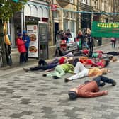 Calderdale Green New Deal campaigners in Halifax today. Photo by Scott Patient