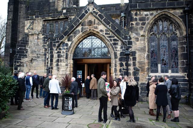 Family and friends gather at Halifax Minster before the Frank Worthington memorial service
