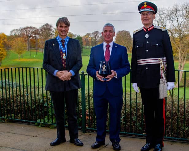 Lattitude7 is presented with a Queen’s Award for Enterprise by the Lord Lieutenant of West Yorkshire