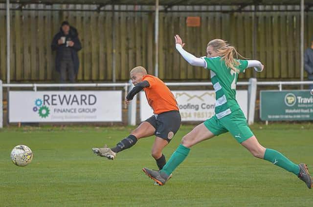 Cara Fields scored twice for Brighouse Town Women in the win over Farsley Celtic. Picture: Ray Spencer