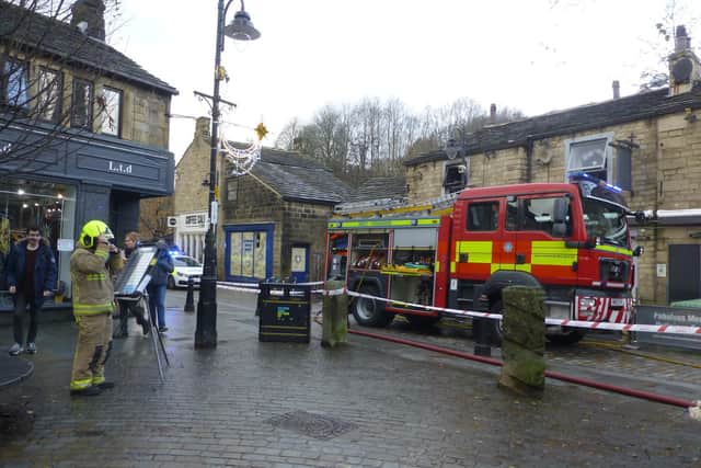 Firefighters at the Shoulder of Mutton in Hebden Bridge (Picture cc Professor Richman)