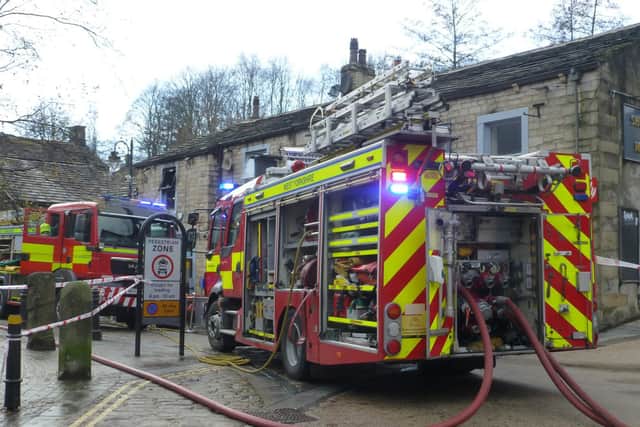 Firefighters at the Shoulder of Mutton in Hebden Bridge (Picture cc Professor Richman)