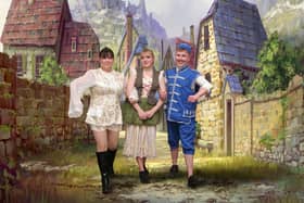 left to right is Anna Tiffany (Prince Charming), Billie Jo Wood (Cinderella) and Rhys Booth (Buttons)