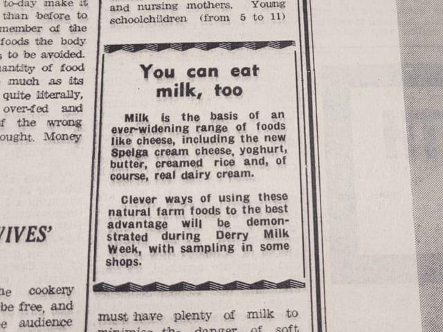 Milk is the basis of an ever-widening range of foods like cheese, including the new Spelga cream cheese, yoghurt, butter, creamed rice and, of course, real dairy cream.