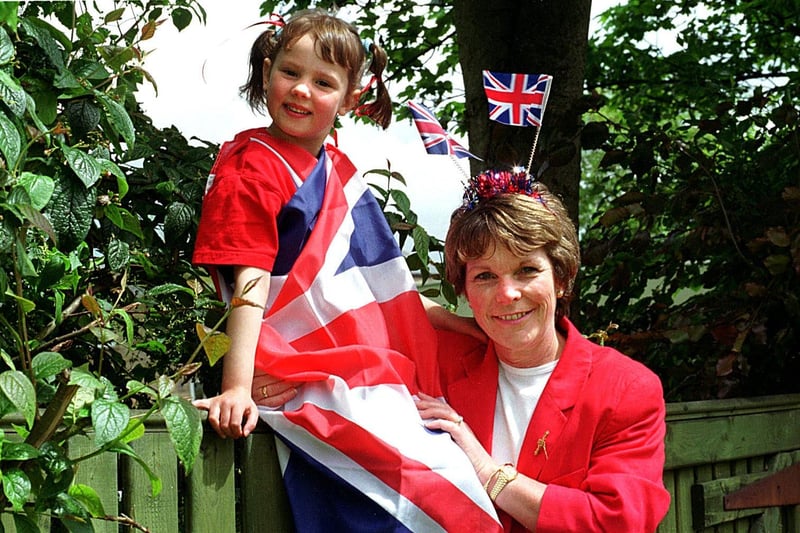 Barkisland Primary School Jubilee Celebrations back in 2002. Gabrielle Blagbrough with headteacher Sue Sutton.