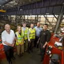 Picture (left to right) are Mark Denham, Chairman and Managing Director at Elland Steel, Kate Dearden, MP for Halifax, Maximus Robbins, Gary Roe and Bailey Slade from Elland Steel.