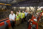 Picture (left to right) are Mark Denham, Chairman and Managing Director at Elland Steel, Kate Dearden, MP for Halifax, Maximus Robbins, Gary Roe and Bailey Slade from Elland Steel.