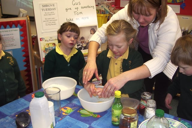 Pancake Day at Walsden Infants School, February 2006.