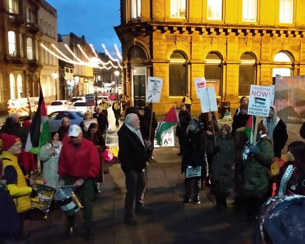 Protesters outside Halifax Town Hall lobbied councillors as they arrived for the meeting ahead of the Gaza debate