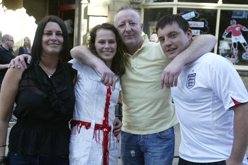 On the town for an England World Cup game. Pictured from left are Karen, Lisa, Jay and Jonathan