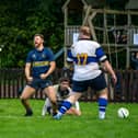 Alex Thompson celebrates his match-winning try.