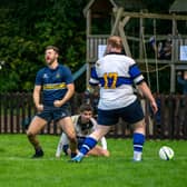 Alex Thompson celebrates his match-winning try.