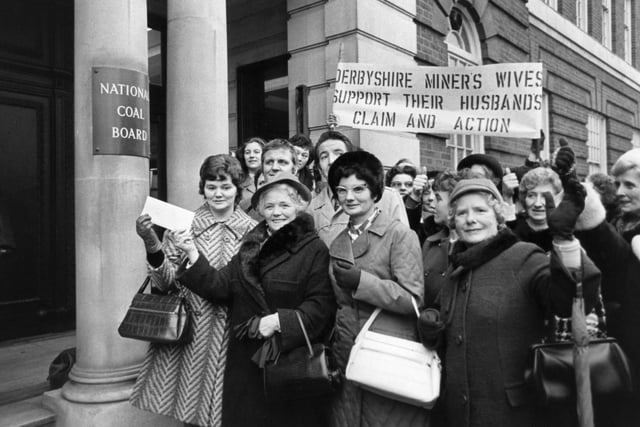 Wives of striking Derbyshire miners hand in a letter to the Coal Board in Hobart Place in 1972. With them is MP for Bolsover, Dennis Skinner (centre).