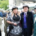Jeanette and Alan Crabbe with Jake Metcalfe at Hebden Bridge Steampunk Festival