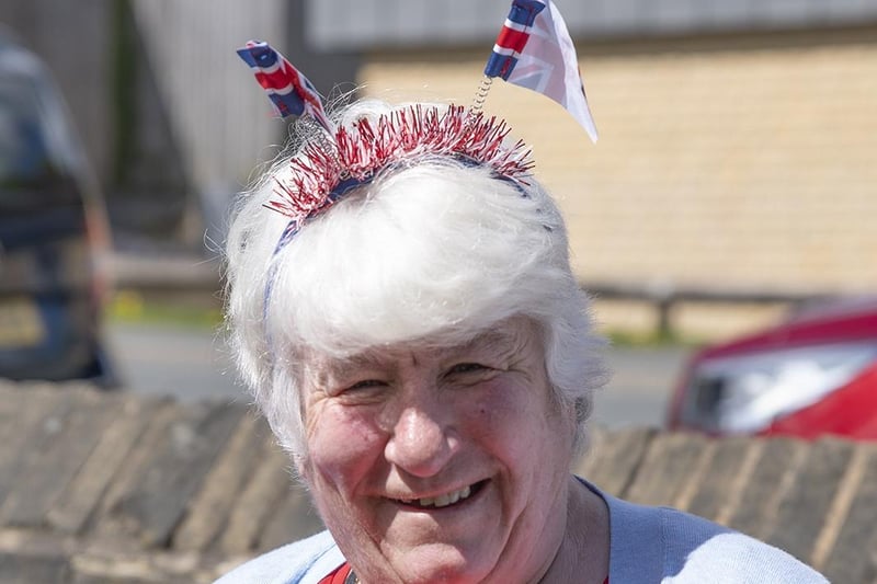 Patriotic headwear at the Coronation Garden Party at St Michael's Church in Shelf