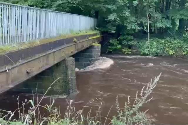 The high level of the River Calder in Sowerby Bridge
