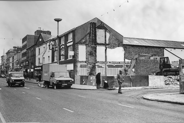 Demolition work on Fishergate in 1987