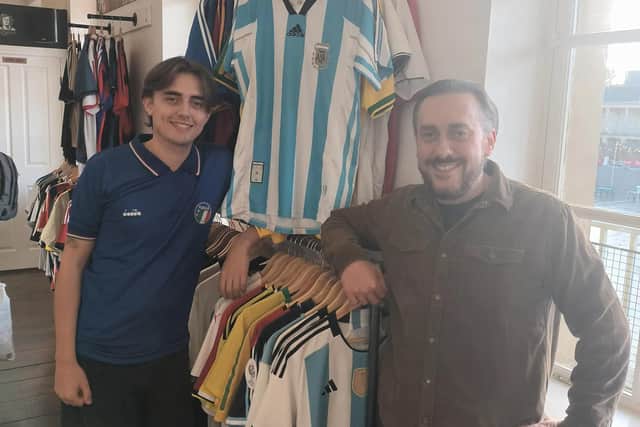 Luca Finelli and his dad Dean at their shop in the Piece Hall