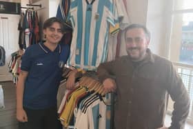 Luca Finelli and his dad Dean at their shop in the Piece Hall