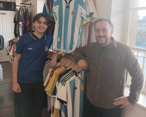 Luca Finelli and his dad Dean at their shop in the Piece Hall