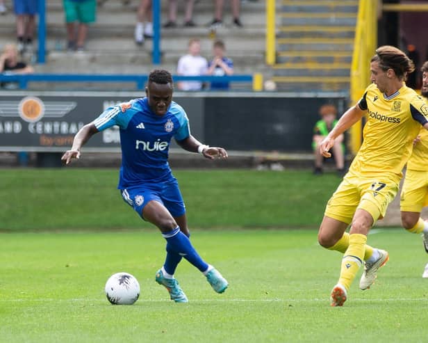 Actions from FC Halifax town v Southend at the Shay. Pictured is Andrew Oluwabori