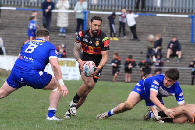 Dewsbury Rams produced a determined second half performance at Barrow Raiders but were narrowly defeated 27-20. Photo by Thomas Fynn.