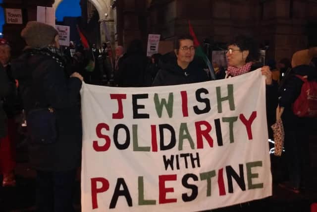 Protesters outside Halifax Town Hall lobbied councillors as they arrived for the meeting ahead of the Gaza debate