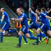 FC Halifax Town beat Salford City in the semi-finals of the Conference North play-offs at the Shay in 2017