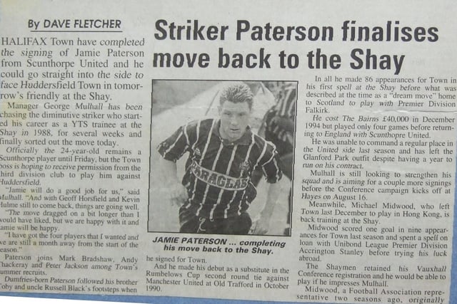 1997-98, Jamie Paterson returns
