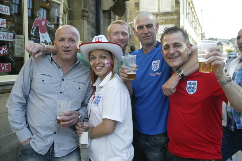 On the town for an England World Cup game. Pictured from left are Mos, Lucy, Mick, Kez and Mark