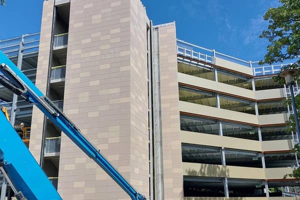 Terrcotta tile completion on Calderdale Royal Hospital's new multi storey car park